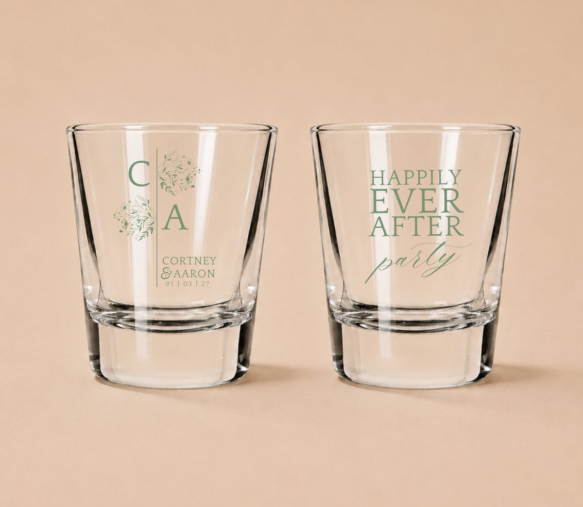 Personalized Minimalist Wedding Shot Glasses