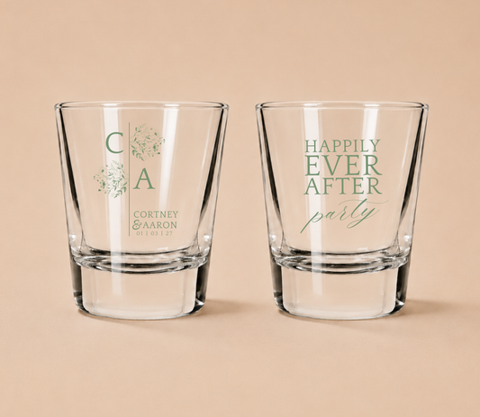 Personalized Minimalist Wedding Shot Glasses