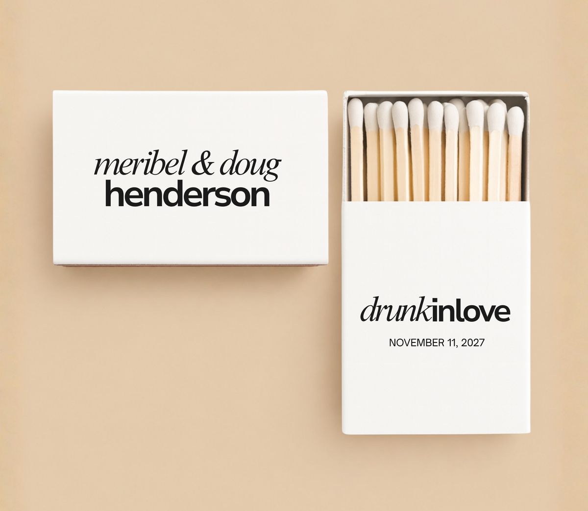Personalized Modern Typography Wedding Matchboxes