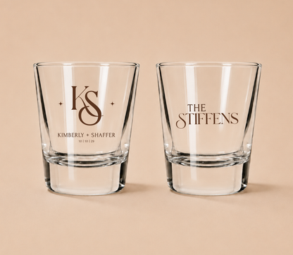 Personalized Monogram Wedding Shot Glasses