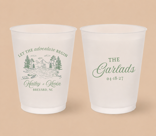 Personalized Mountain Adventure Wedding Frosted Cups