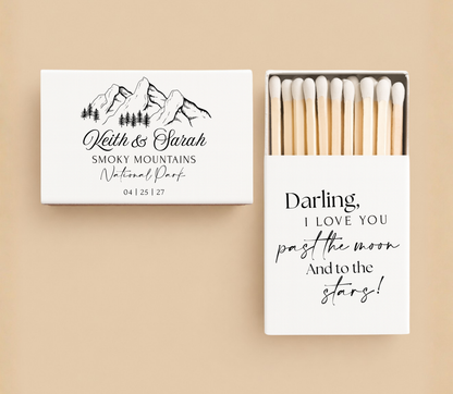 Personalized Mountain Wedding Matchboxes