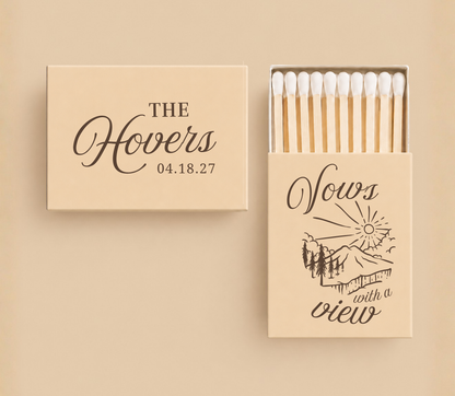 Personalized Mountain Vows Wedding Matchboxes