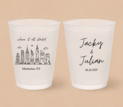 Personalized New York Wedding Frosted Cups
