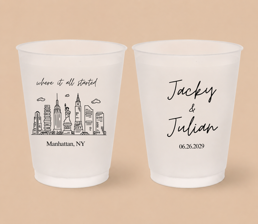 Personalized New York Wedding Frosted Cups
