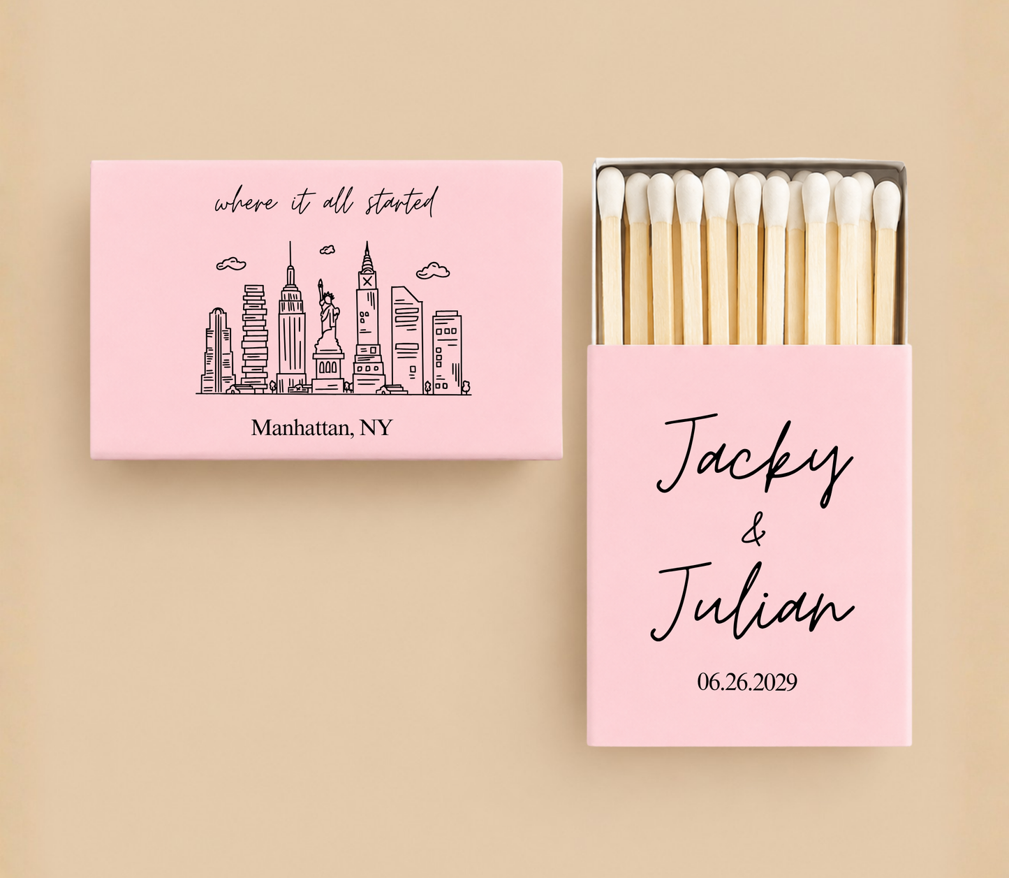Personalized New York Wedding Matchboxes
