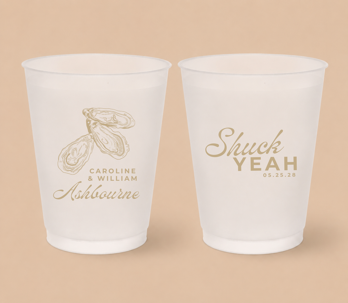 Personalized Oyster Wedding Frosted Cups