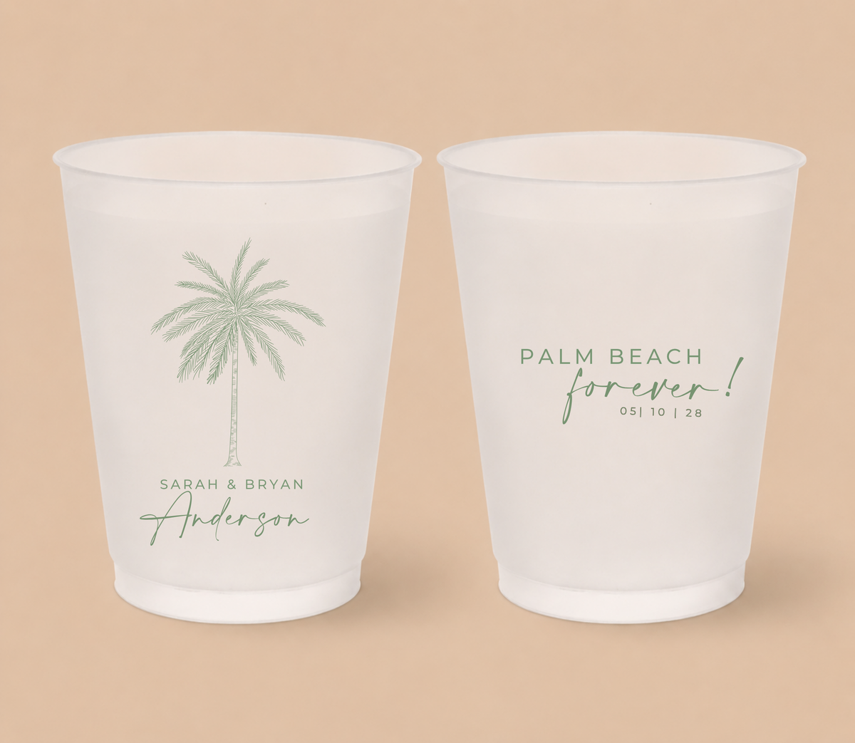 Personalized Palm Beach Wedding Frosted Cups