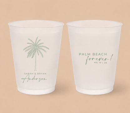 Personalized Palm Beach Wedding Frosted Cups