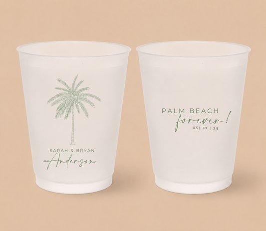 Personalized Palm Beach Wedding Frosted Cups