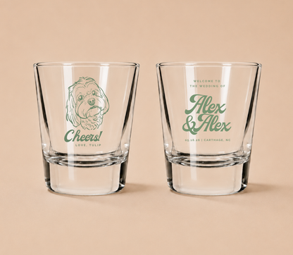Personalized Pet Cheers Portrait Wedding Shot Glasses
