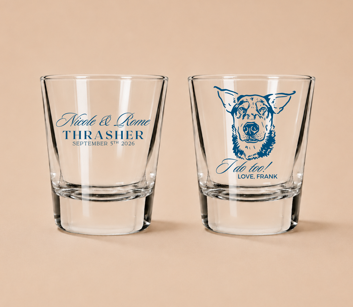 Personalized Pet Inspired Wedding Shot Glasses