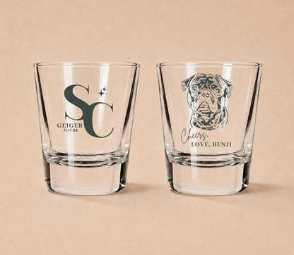 Personalized Pet Portrait Wedding Shot Glasses