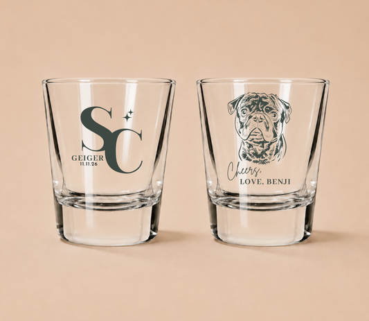 Personalized Pet Portrait Wedding Shot Glasses