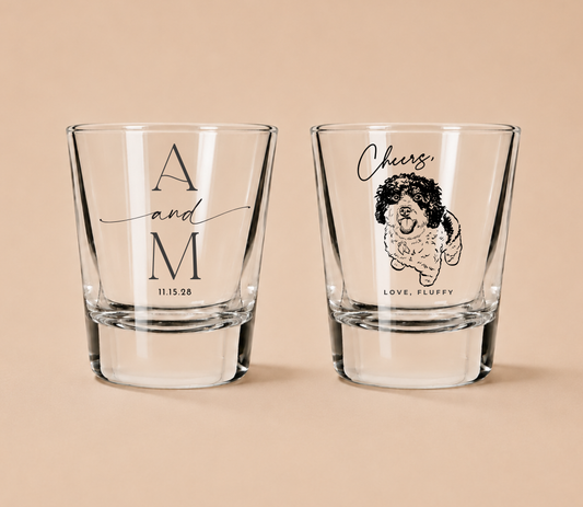 Personalized Pet Wedding Frosted Shot Glasses