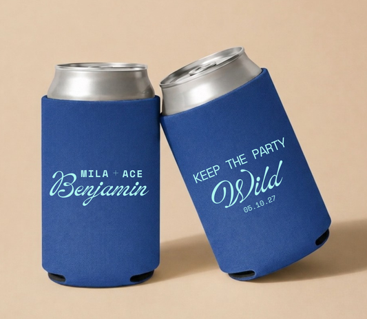 Personalized Royal Blue Party Wedding Can Coolers