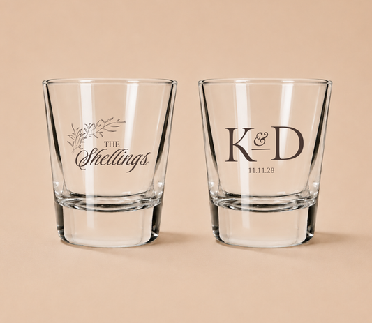 Personalized Shellings Monogram Wedding Shot Glasses