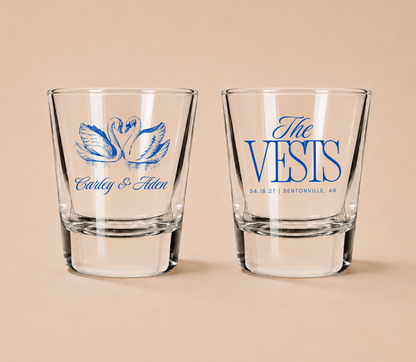 Personalized Swan Wedding Shot Glasses