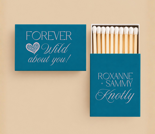 Personalized Teal Forever Wild About You Wedding Matchboxes