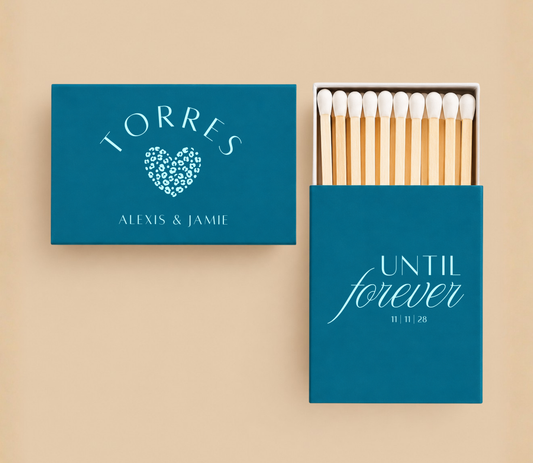 Personalized Teal Until Forever Wedding Matchboxes