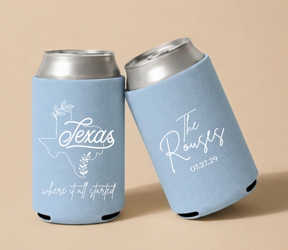 Personalized Texas Wedding Can Coolers