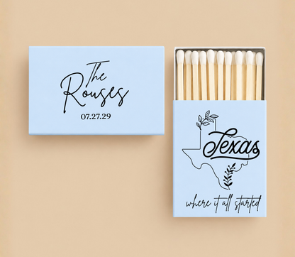 Personalized Texas Wedding Matchboxes