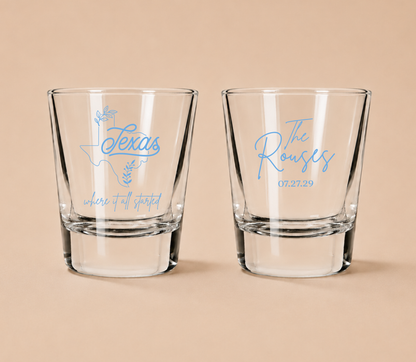 Personalized Texas Wedding Shot Glasses