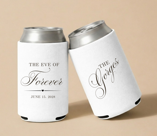 Personalized The Eve of Forever Wedding Can Coolers