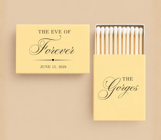 Personalized The Eve of Forever Wedding Matchboxes