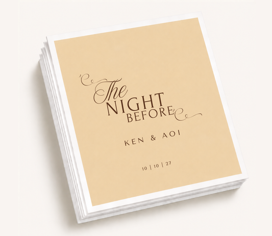 Personalized The Night Before wedding cocktail napkins featuring custom couple names and wedding date for rehearsal dinners, welcome parties, and wedding weekend celebrations.