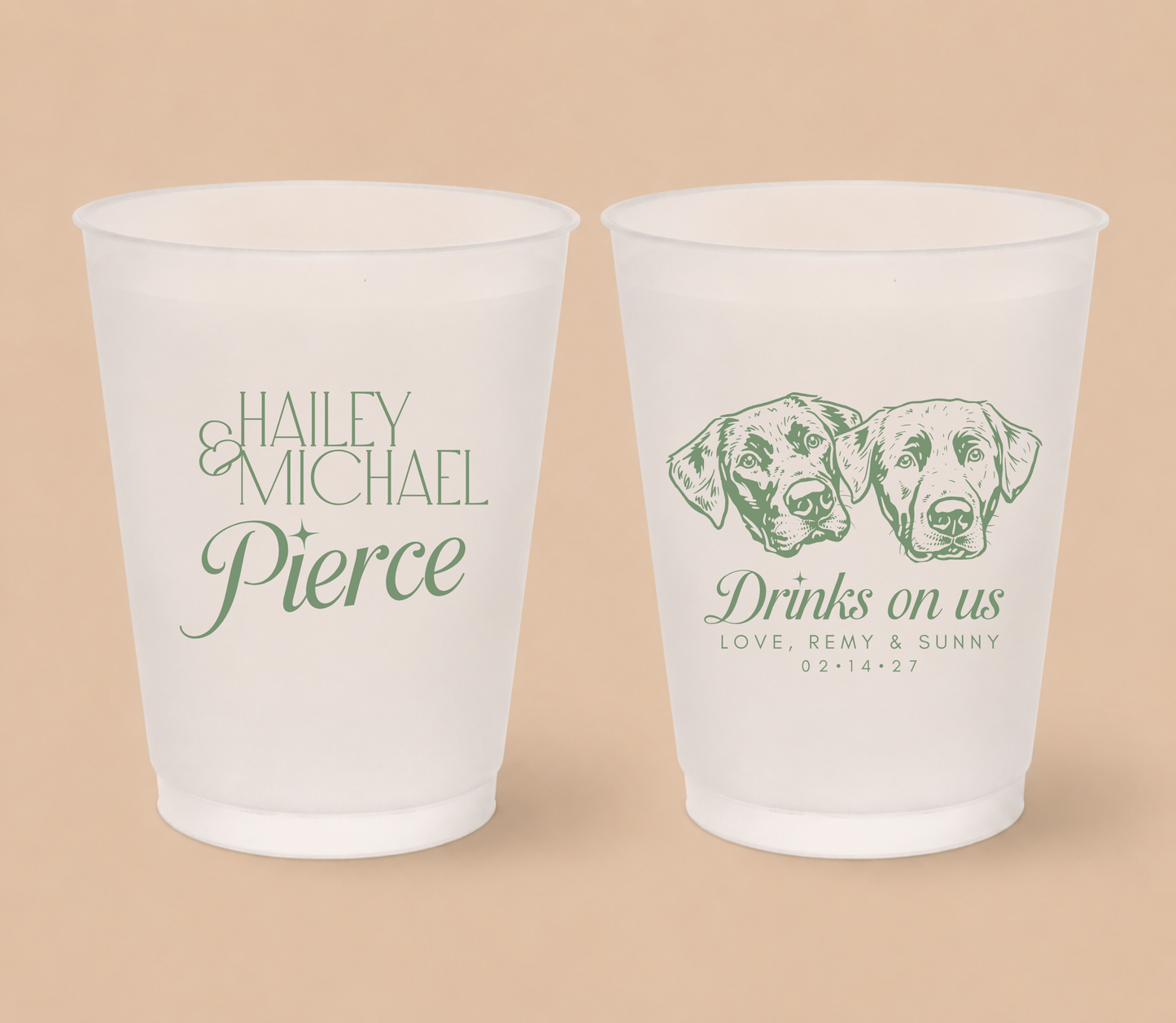 Personalized Two Dog Wedding Frosted Cups