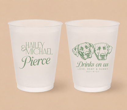 Personalized Two Dog Wedding Frosted Cups