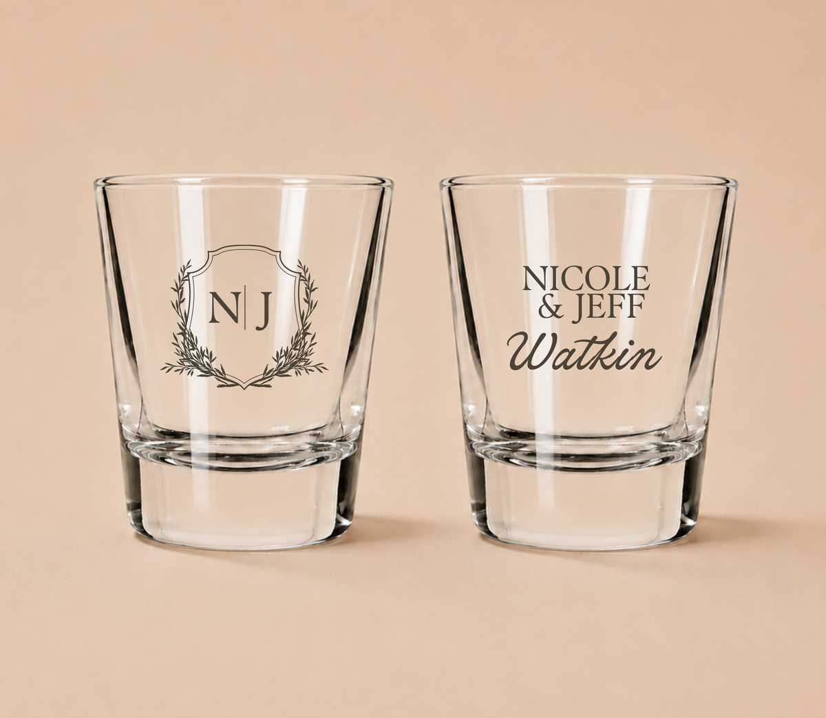 Personalized Watkin Monogram Wedding Shot Glasses