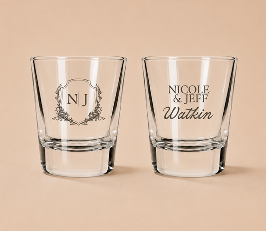 Personalized Watkin Monogram Wedding Shot Glasses