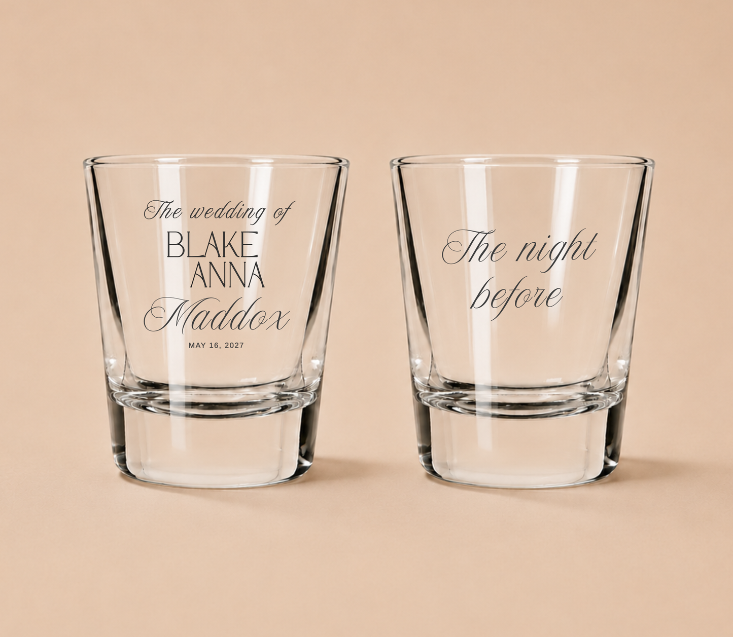 Personalized Wedding Eve Shot Glasses