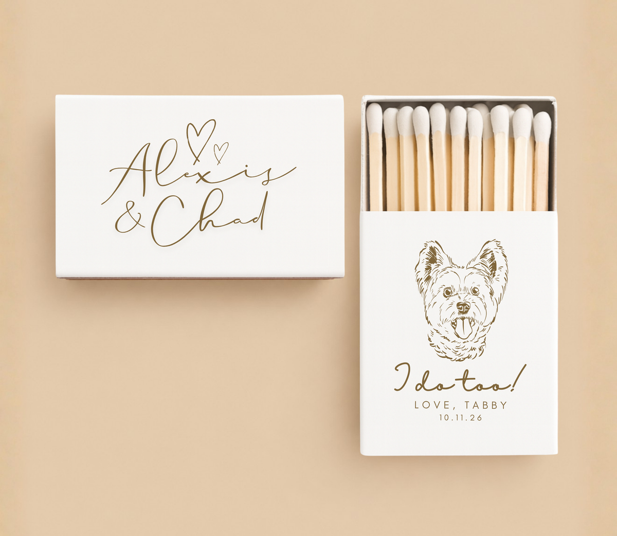 Personalized Wedding Matchbox Custom Dog Portrait Favor
