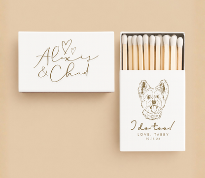 Personalized Wedding Matchbox Custom Dog Portrait Favor