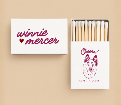 Personalized Wedding Matchbox Dog Portrait Script Names