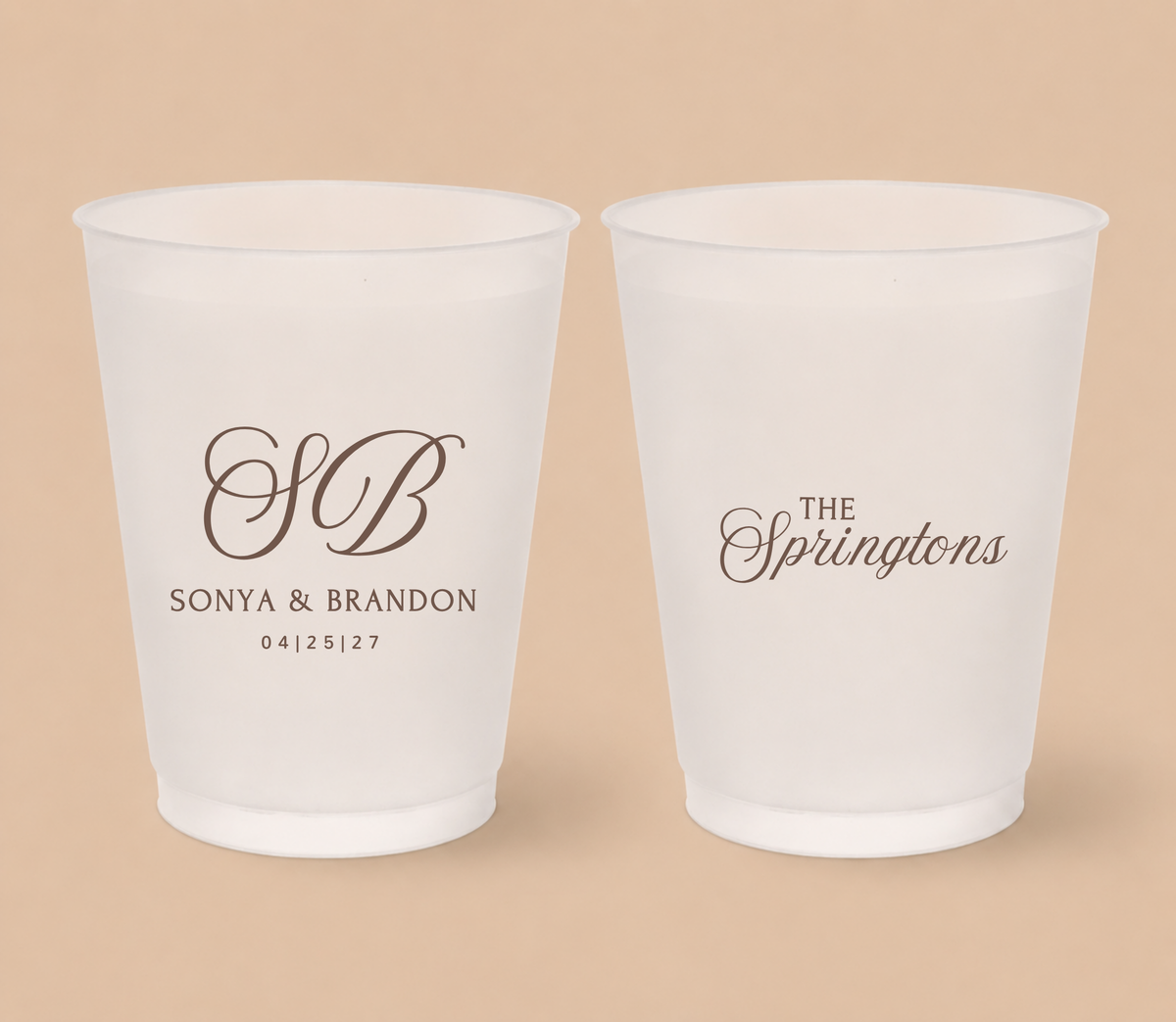 Personalized Wedding Names Frosted Cups