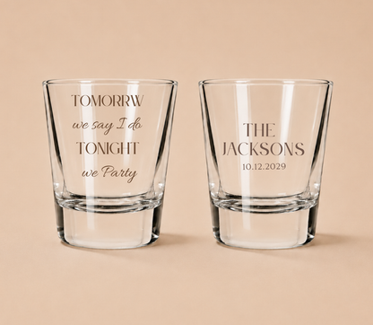Personalized Wedding Weekend Shot Glasses