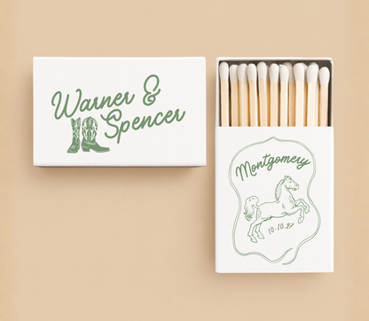 Personalized Western Boots Wedding Matchboxes