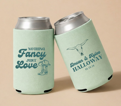 Personalized Western Cowboy Wedding Can Coolers
