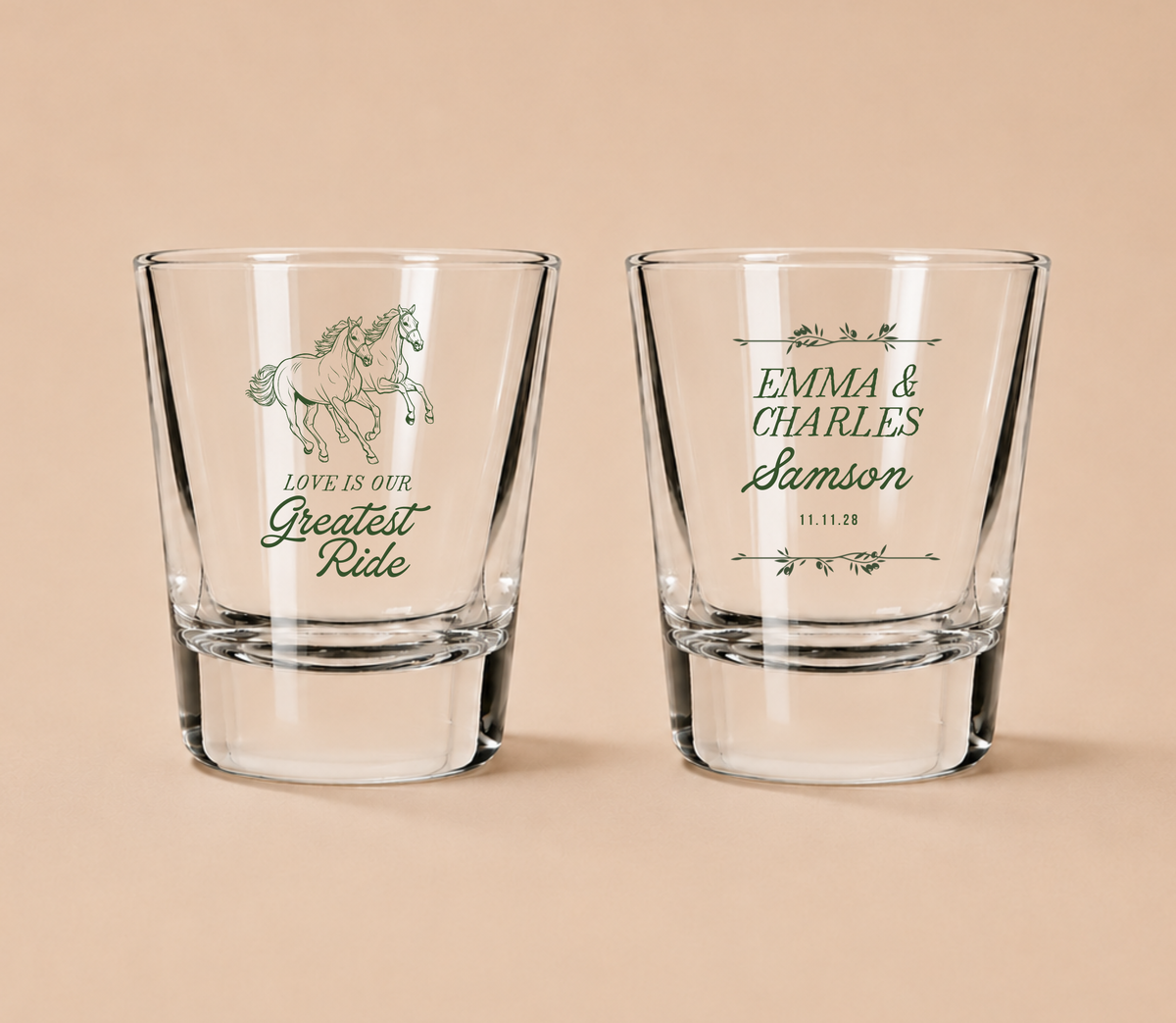 Personalized Western Wedding Shot Glasses