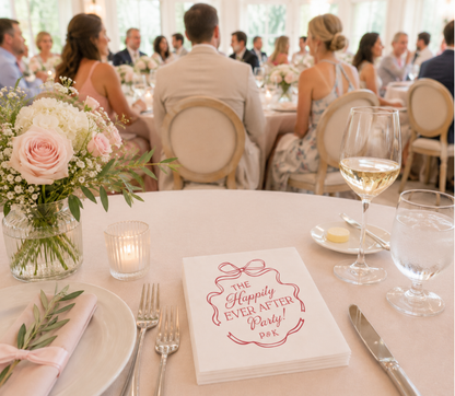 Custom Happily Ever After Party napkins.