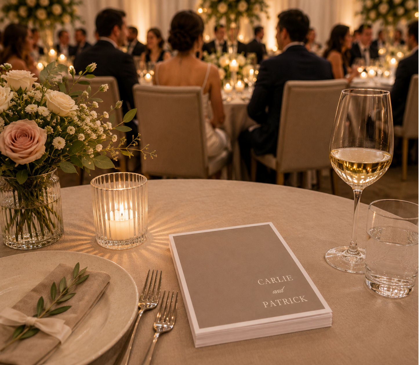 Custom minimalist wedding cocktail napkins.