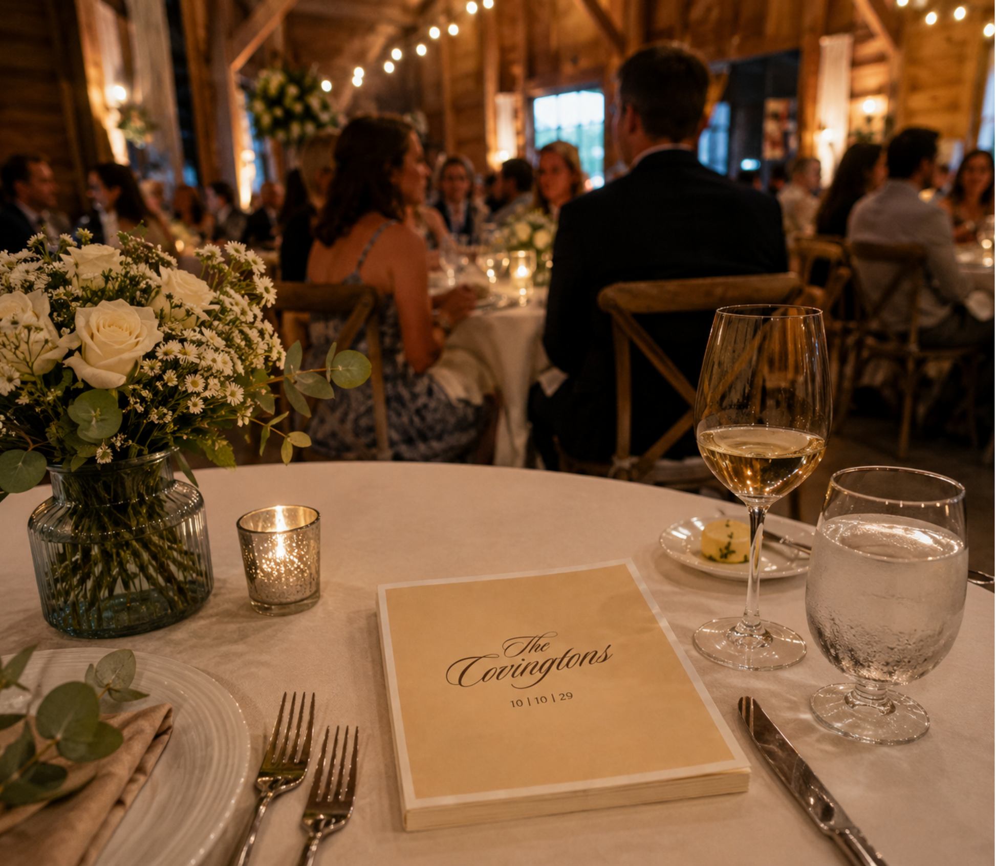Custom script wedding cocktail napkins.