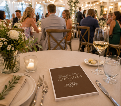 Custom botanical wedding cocktail napkins.
