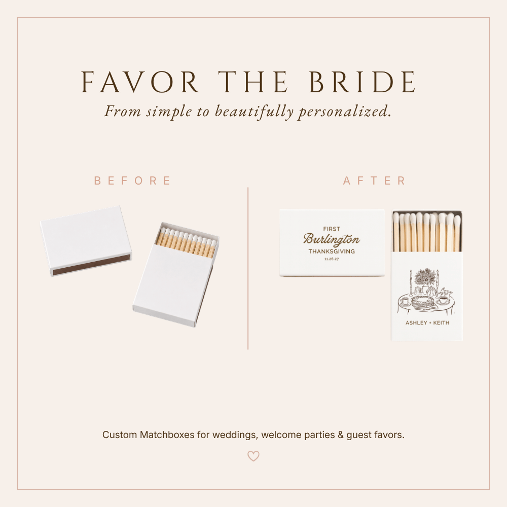 Thanksgiving wedding favors with custom couple names