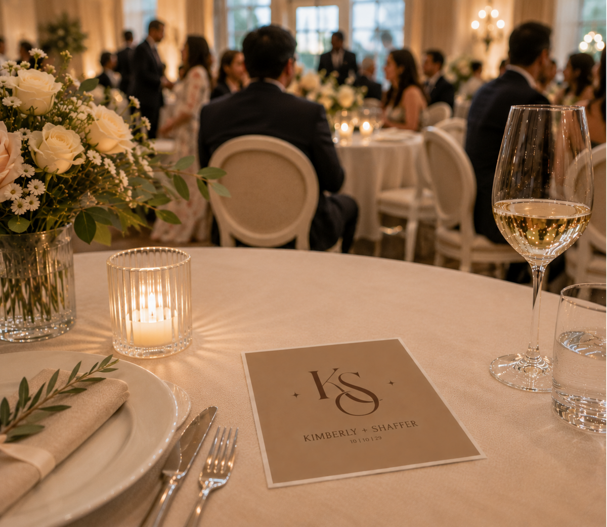 Custom monogram wedding cocktail napkins.