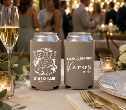 Dog lover wedding can coolers.